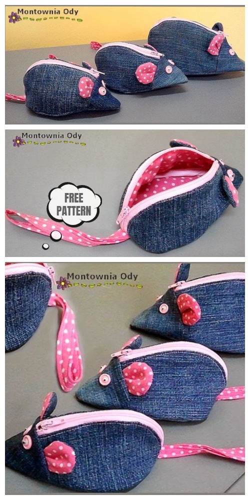 DIY Mouse Zipper Purse Free Sewing Pattern
