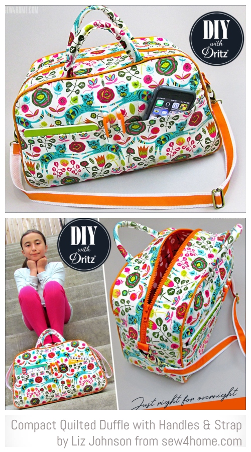 DIY Compact Quilted Travel Duffle Bag Free Sewing Patterns