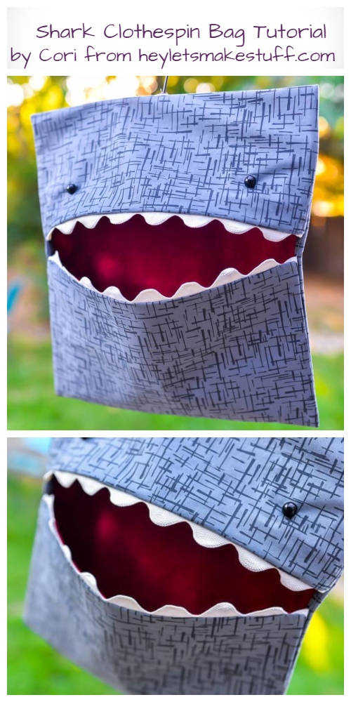 DIY Shark Clothespin Bag Free Sewing Tutorial