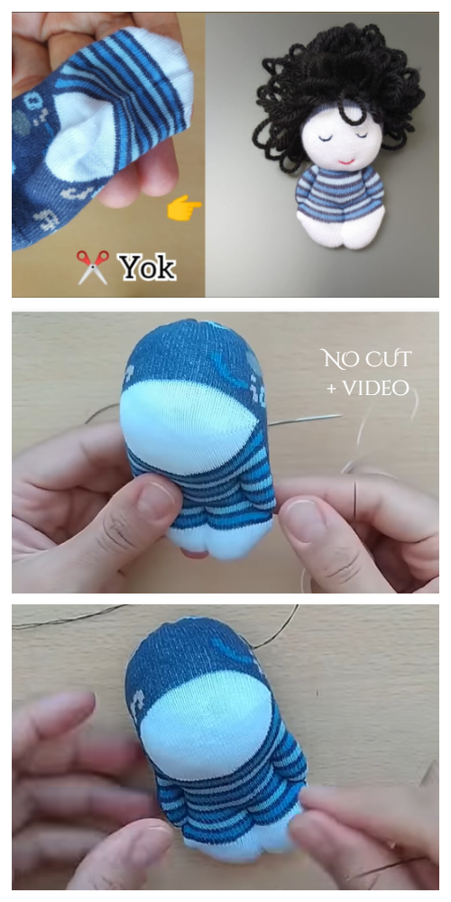 How to Turn Single Baby Sock into Sock Doll Tutorial - No Scissors Used