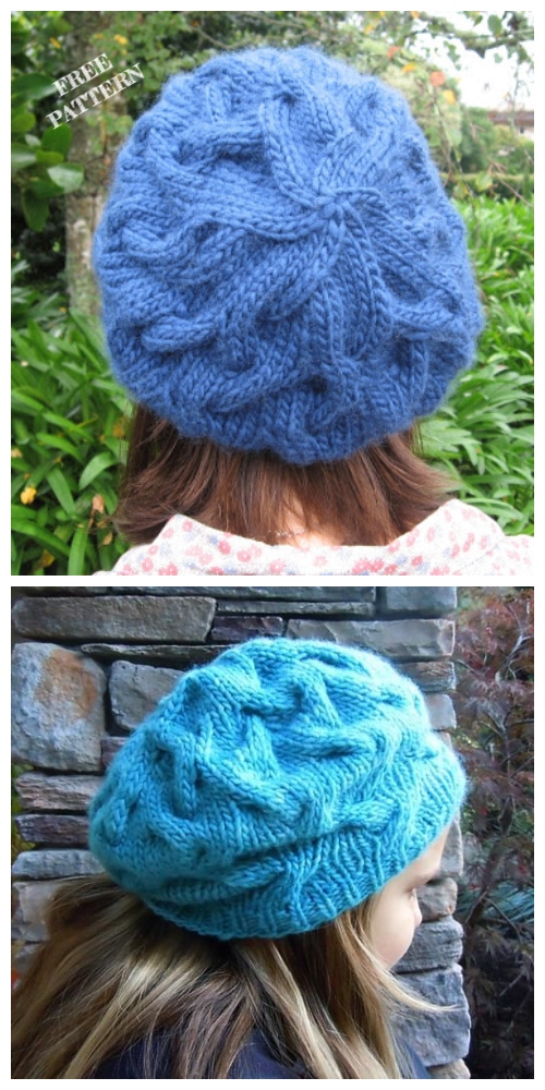 Knit Star Crossed Cable Slouchy Beret Free Pattern