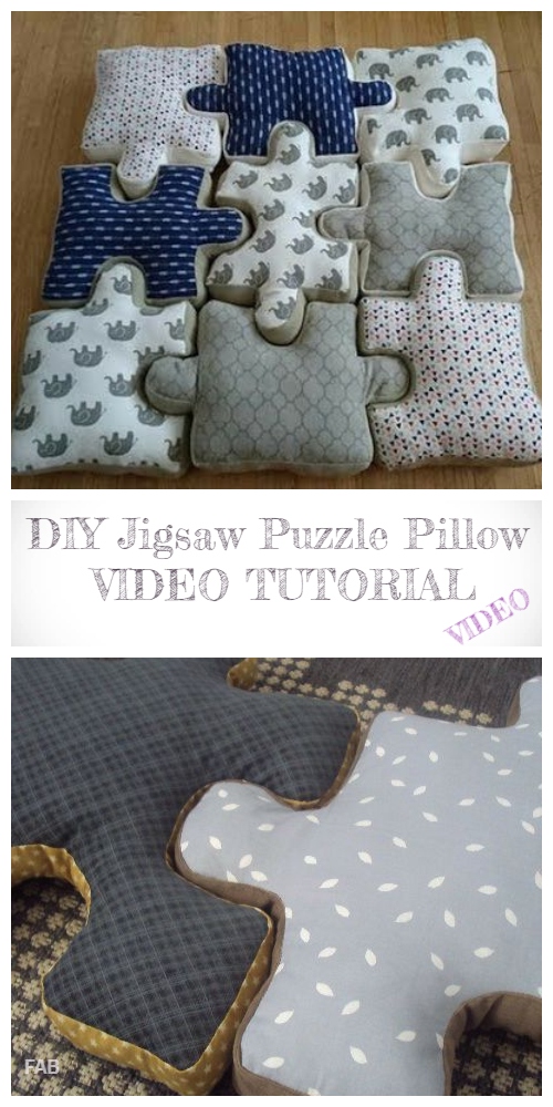 DIY Jigsaw Puzzle Pillow Free Sewing Pattern + Video