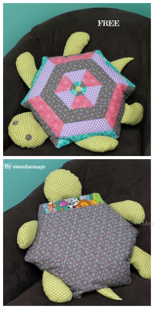 DIY Patchwork Turtle Pillow Free Sewing Pattern Sewing Pattern f1