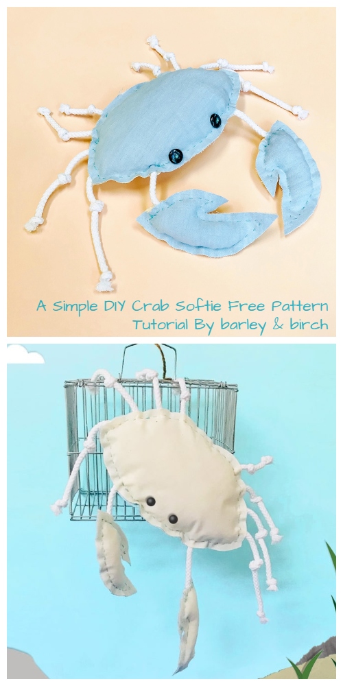DIY Fabric Crab Softie Free Sewing Pattern & Tutorial
