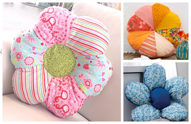 DIY Summer Floral Pillow / Floor Cushion Free Sewing Patterns