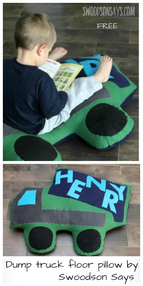 DIY Kids Dump truck Floor Pillow Free Sewing Patterns