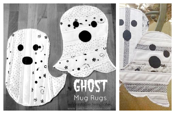 Fabric Quilt Ghost Mug Rug Free Sewing Pattern