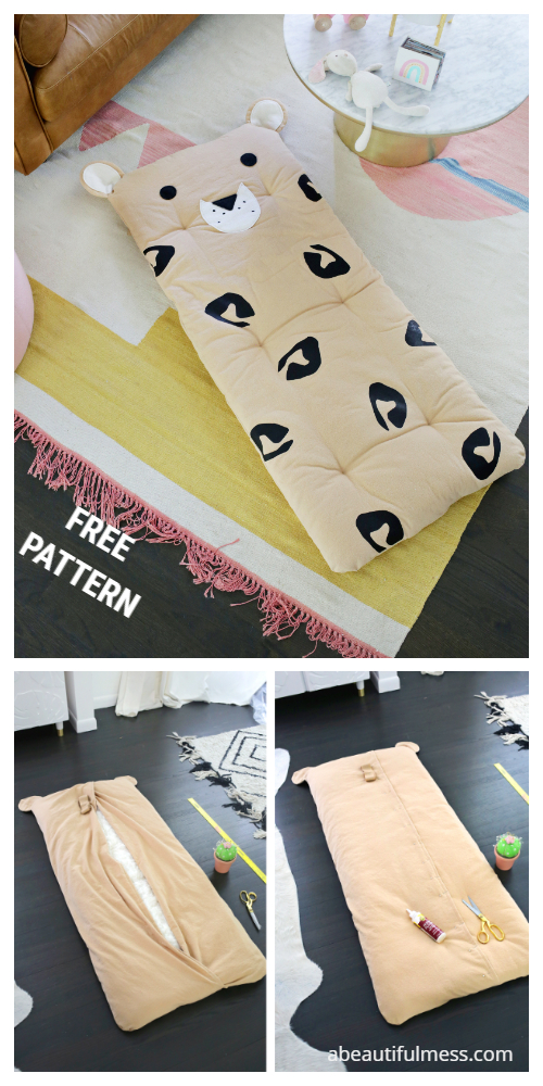 DIY Kids Leopard Nap Mat Free Sewing Patterns+Tutorials