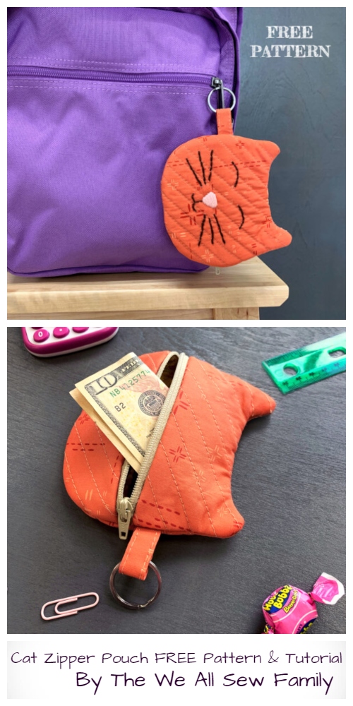 DIY Cat Zipper Pouch Free Sewing Pattern & Tutorial