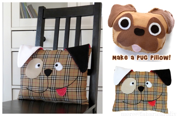DIY Fabric Puppy Dog Pillow Free Sewing Patterns
