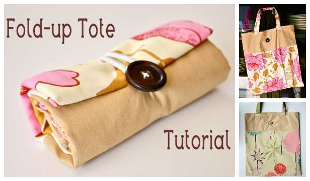 DIY Fold-Up Tote Bag Free Sewing Pattern & Tutorial