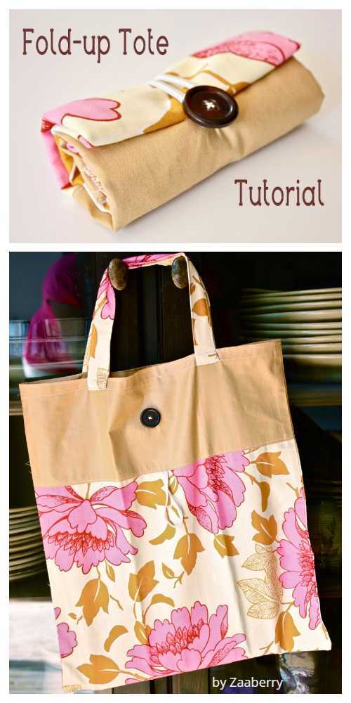 DIY Fold-Up Tote Bag Free Sewing Pattern & Tutorial