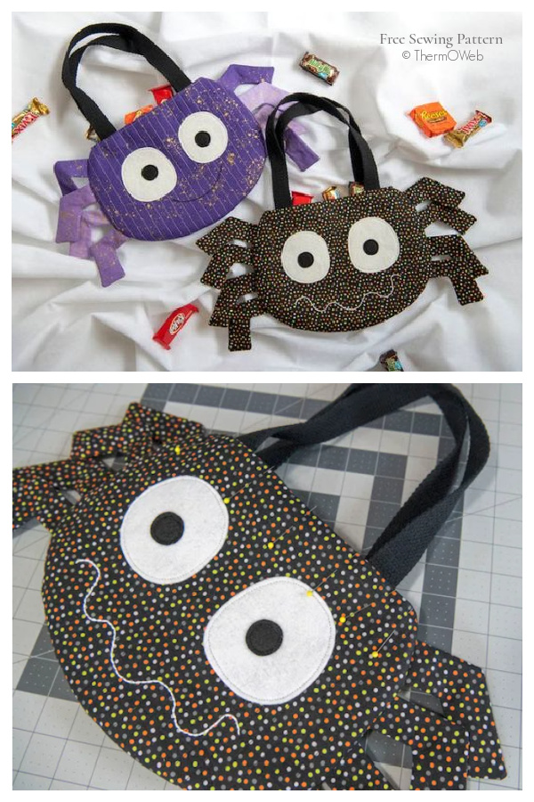 Fabric Spider Trick-or-Treat Bag Free Sewing Pattern