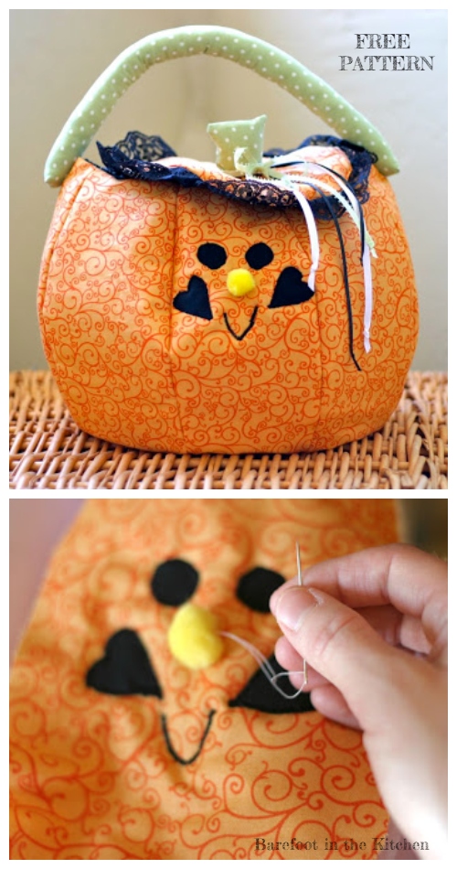 DIY  Halloween Pumpkin Trick or Treat bag Free Sewing Patterns