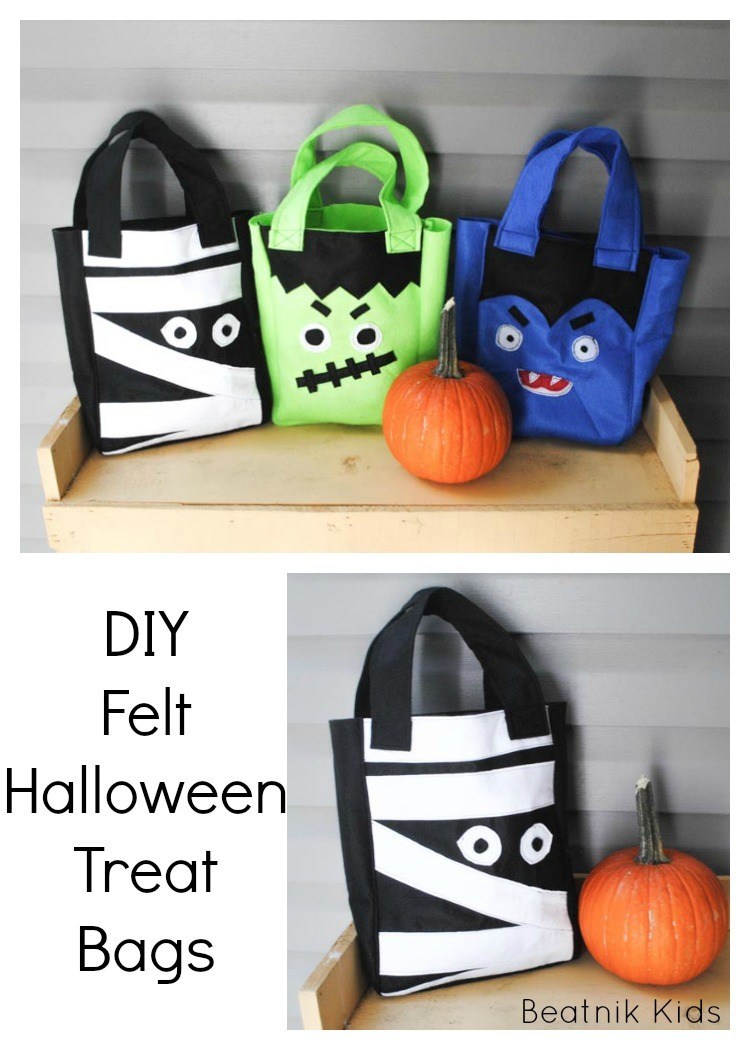 DIY Felt Halloween Treat Bags Free Sewing Patterns