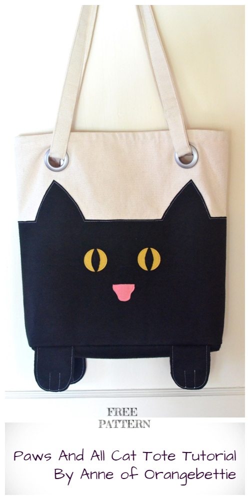 DIY Halloween Cat Tote Bag Free Sewing Patterns 