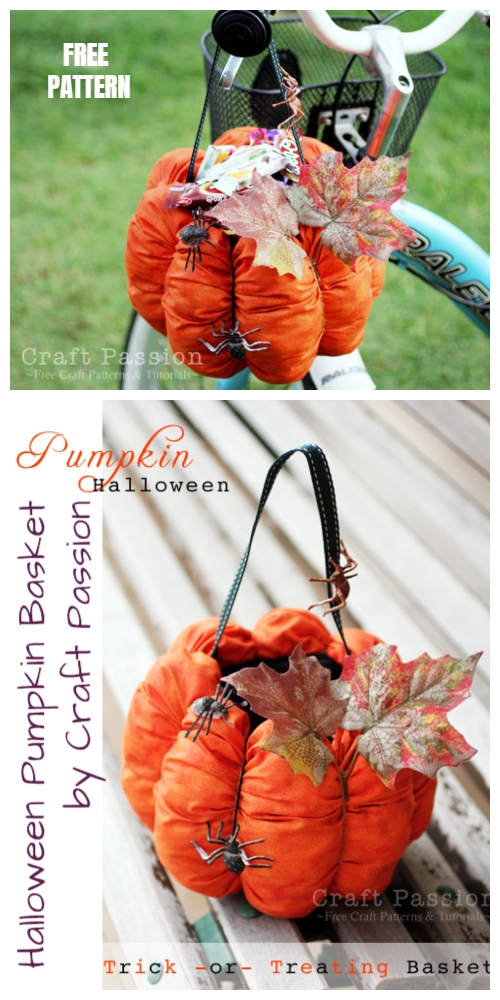 DIY  Halloween Pumpkin Basket Free Sewing Patterns