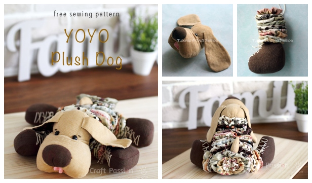 DIY YoYo Plush Dog Free Sewing Pattern & Tutorial