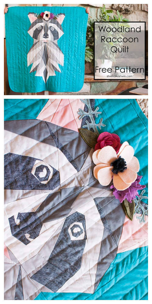 DIY Woodland Raccoon Quilt Free Sewing Pattern