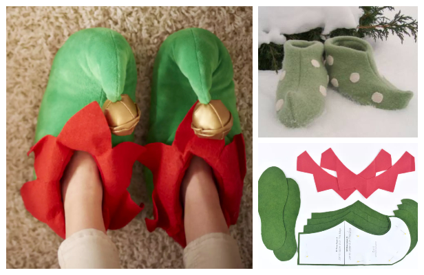 DIY Christmas Curly-Toed Felt Elf Shoes Free Sewing Pattern + Tutorial
