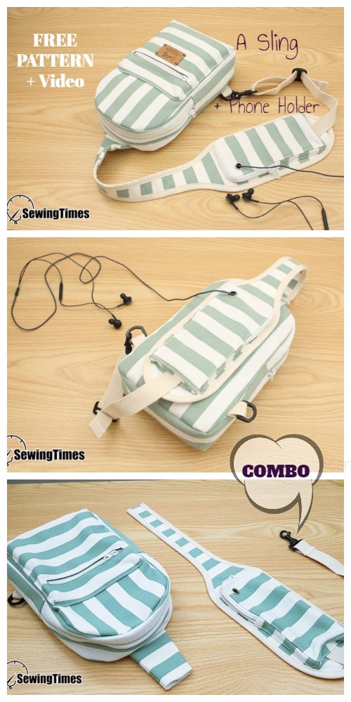 DIY Cellphone Holder Sling Bag Combo Free Sewing Pattern + Video