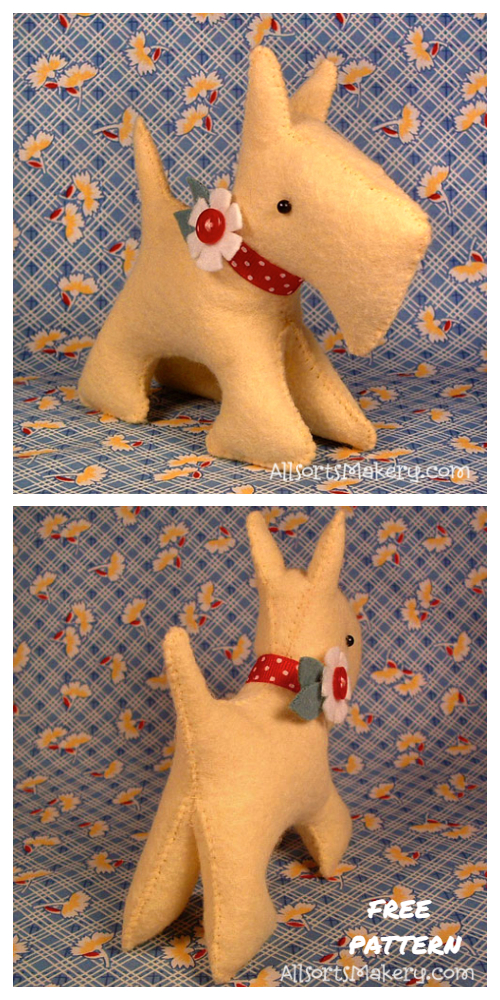 DIY Fabric Malcolm the Dog Toy Free Sewing Patterns