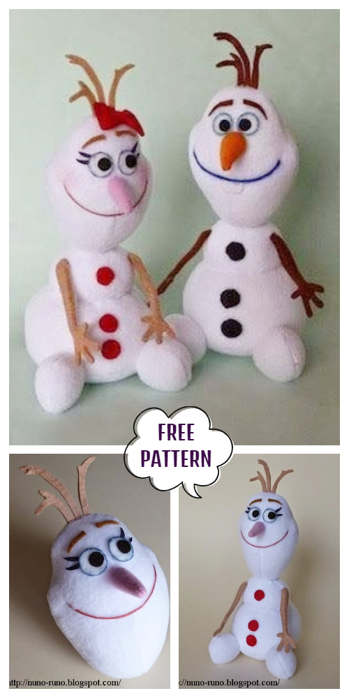 DIY Fabric Frozen Olaf Snowman Free Sewing Patterns