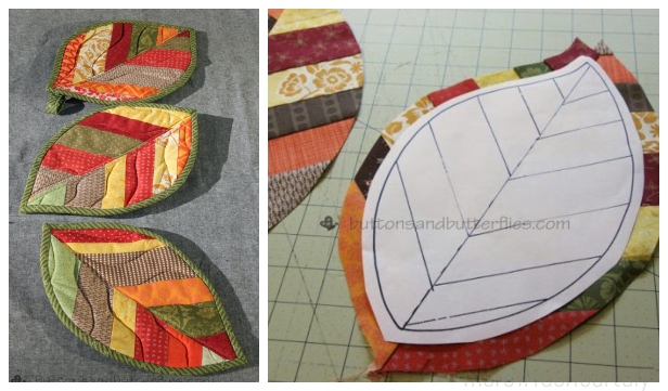 DIY Quilted Leaf Coaster Free Sewing Patterns