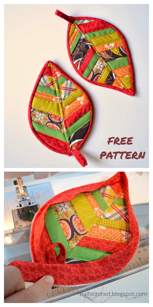 DIY Quilted Leaf Potholders  Free Sewing Patterns