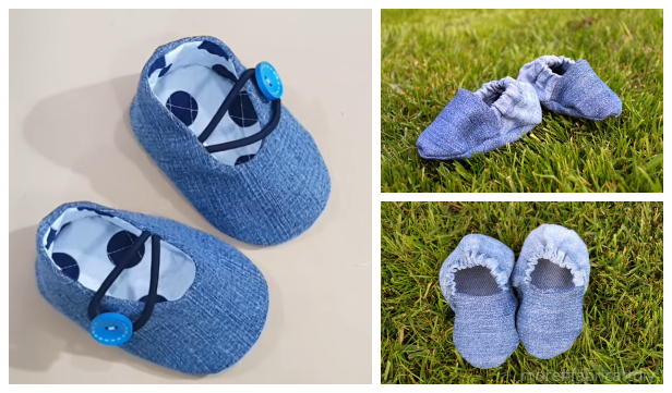 DIY Recycled Jean Baby Booties Free Sewing Patterns + Video
