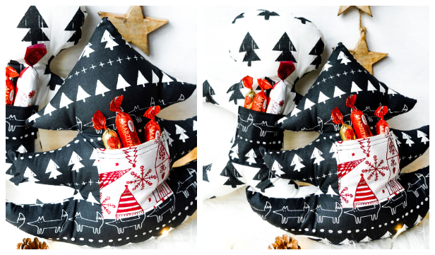 DIY 3D Stuffed Fabric Christmas Tree Gift Pillow
