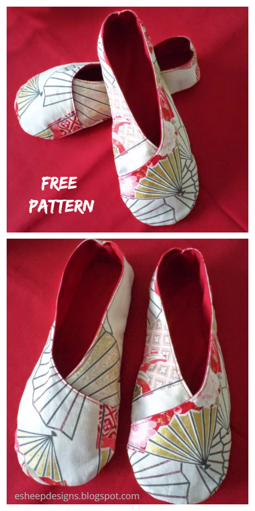 DIY Fabric House Kimono Slippers Free Sewing Pattern + Tutorial