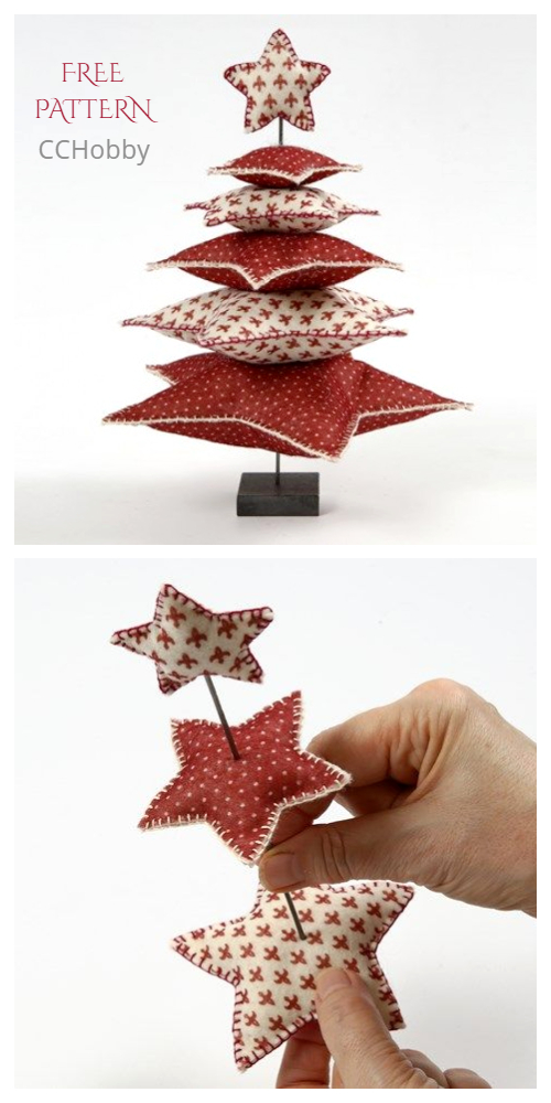 DIY 3D Felt Star Christmas Tree Free Sewing Patterns + Tutorials
