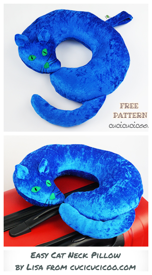 DIY Cat Travel Pillow Free Sewing Pattern + tutorial for kids and adults