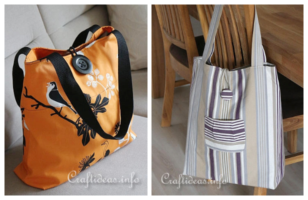 DIY Durable Fabric Shopping Bag Free Sewing Pattern Tutorials