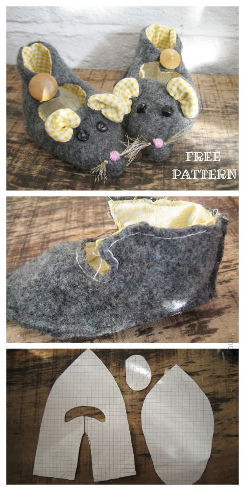 DIY Mouse Slippers Free Sewing Patterns & Tutorials