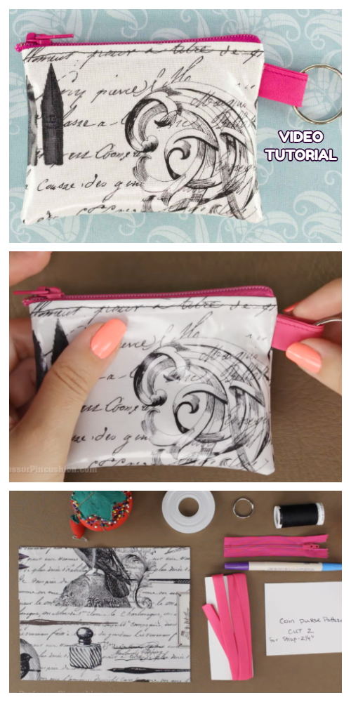 DIY Zippered Coin Purse Free Sewing Patterns + Video