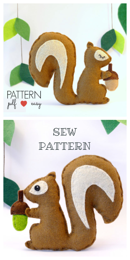 DIY Felt Squirrel Sewing Patterns + Tutorial
