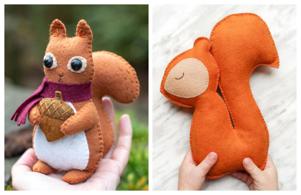 DIY Felt Squirrel Free Sewing Patterns + Paid Tutorials