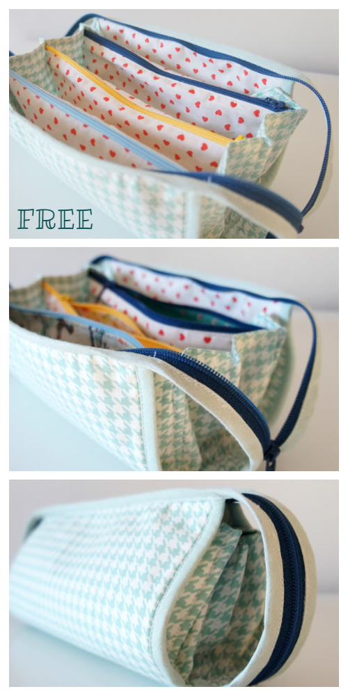 DIY Fabric 5-Pocket Zipper Case Free Sewing Pattern