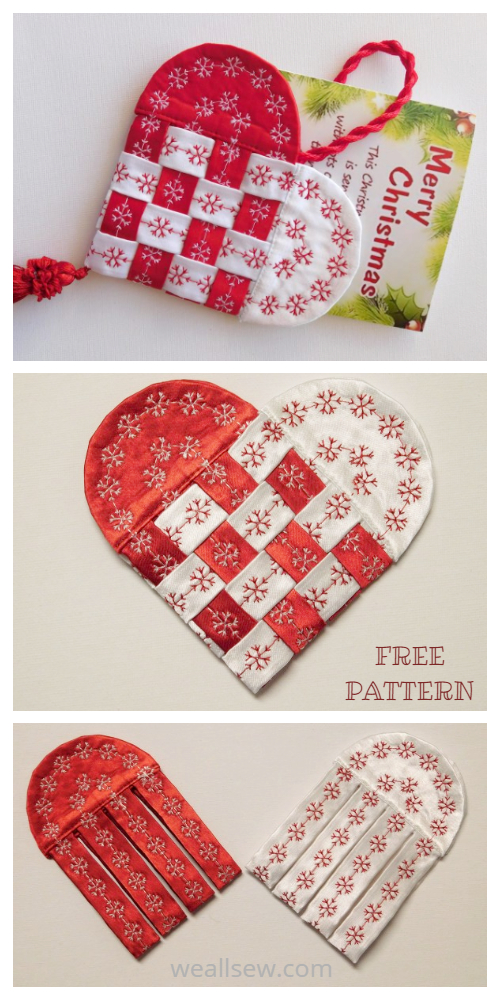 DIY Fabric Scandinavian Heart Gift Pouch Free Sewing Pattern