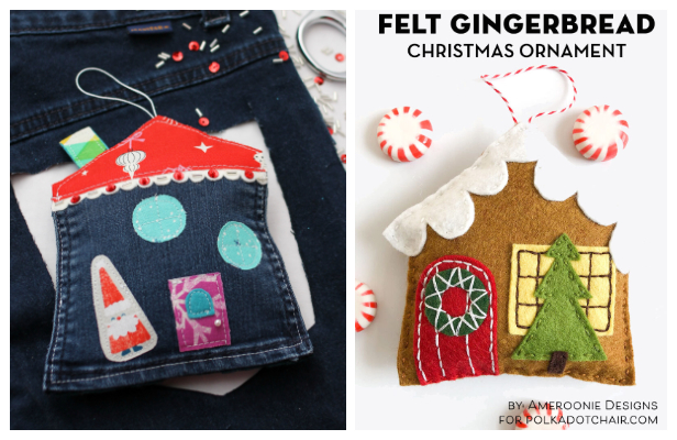 DIY Gingerbread House Christmas Ornament Free Sewing Patterns