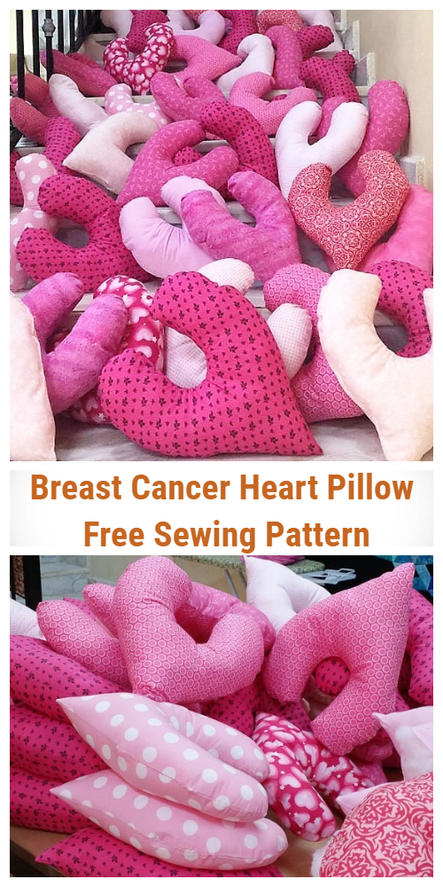 Breast Cancer Heart Pillow Free Sewing Pattern + Tutorial