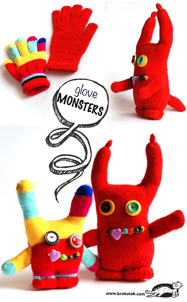 Easy DIY Glove Monster Toy Free Sewing Patterns