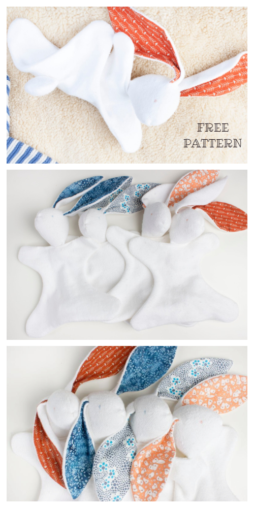 DIY Fabric Bunny Lovey Free Sewing Patterns - Tutorials