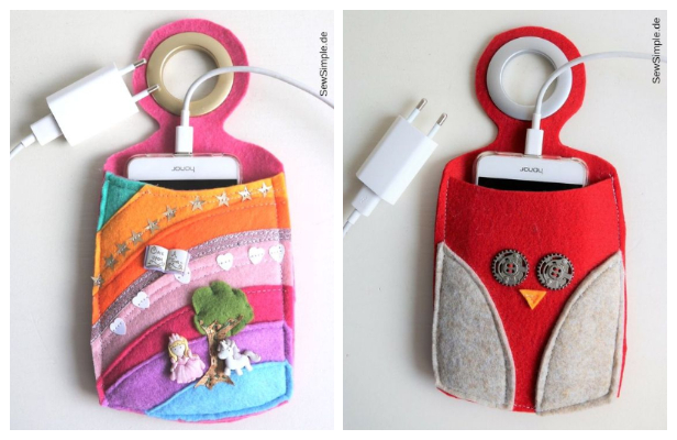 DIY Felt Rainbow Phone Charger Station Free Sewing Patterns