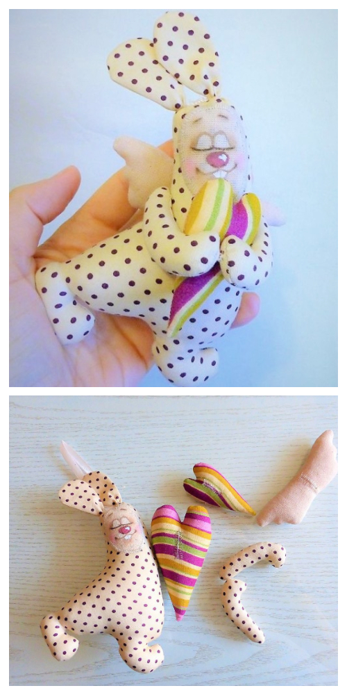 DIY Fabric Valentine Angel Bunny Free Sewing Pattern + Tutorial