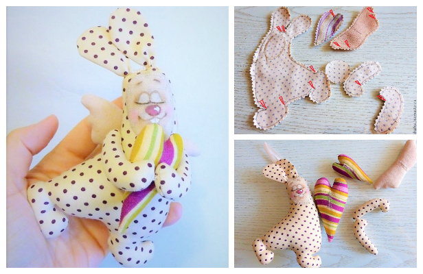 DIY Fabric Valentine Angel Bunny Free Sewing Pattern + Tutorial