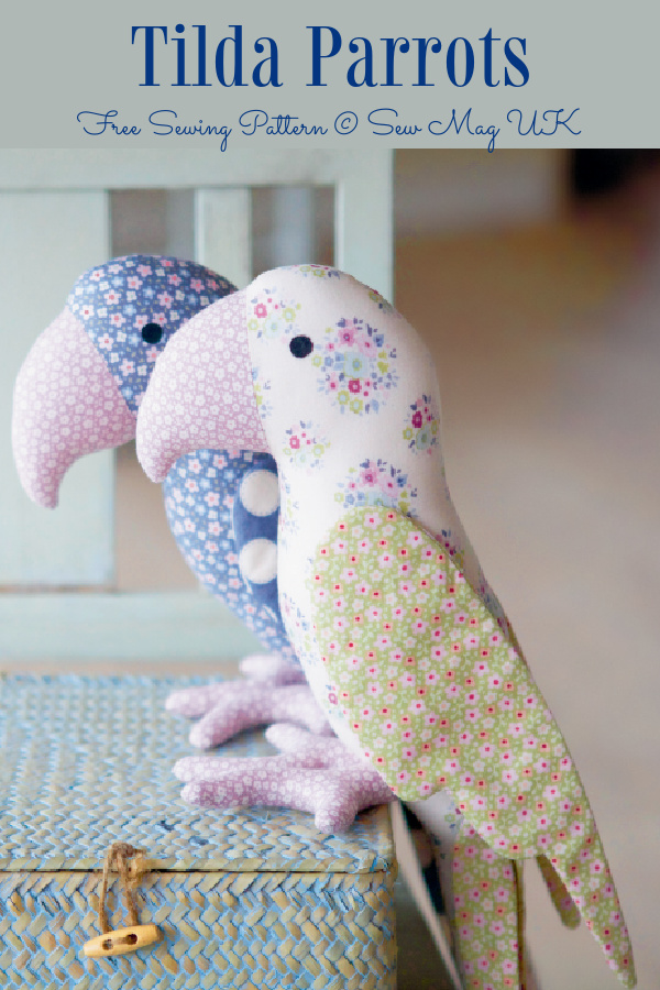 DIY Fabric Tilda Parrots Free Sewing Patterns