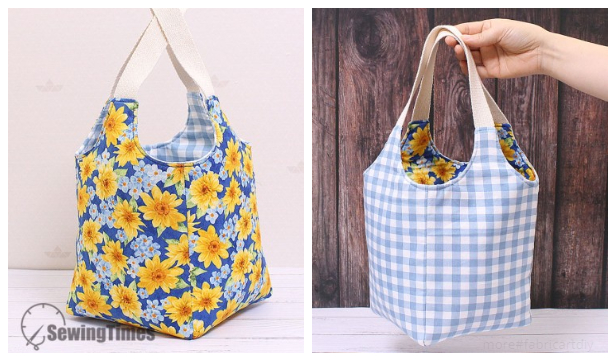 fabricartdiy DIY Reversible Fabric Square Tote Bag Free Sewing Pattern f